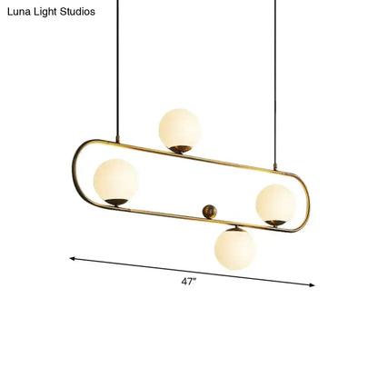 Modern black & gold opal glass chandelier – dining room light fixture