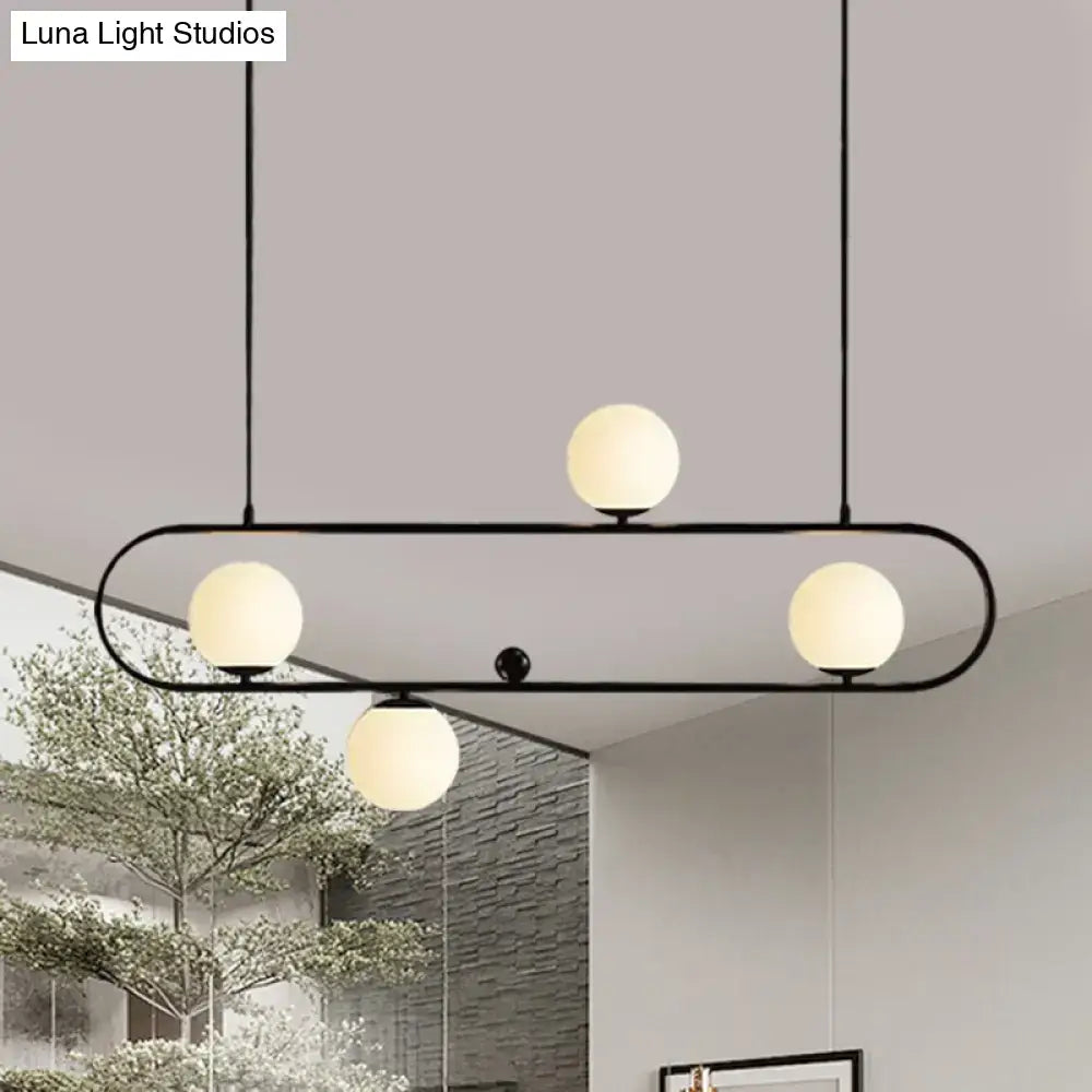 Modern black & gold opal glass chandelier – dining room light fixture