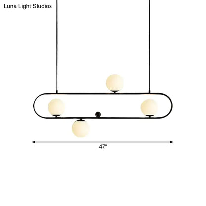 Modern black & gold opal glass chandelier – dining room light fixture