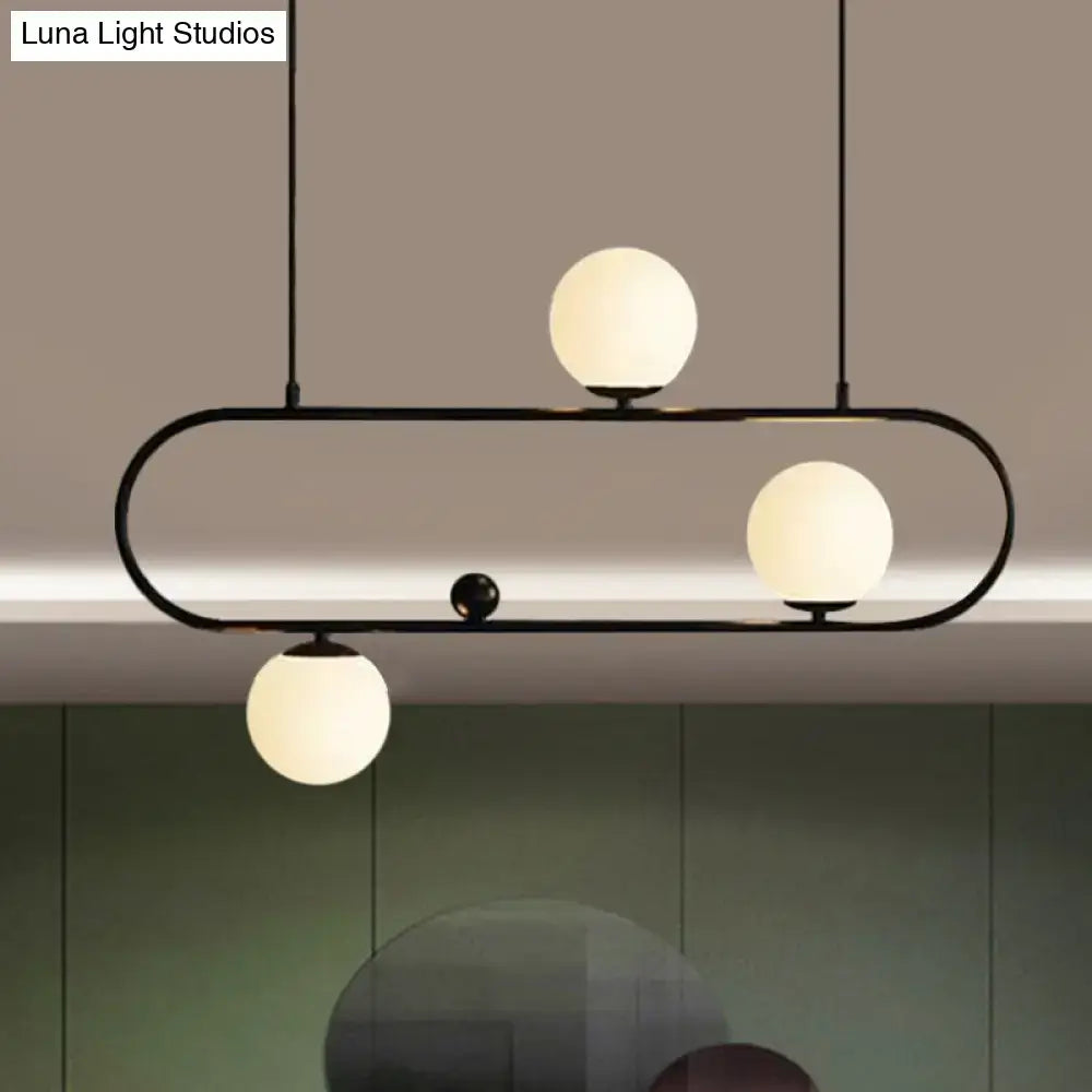 Modern black & gold opal glass chandelier – dining room light fixture
