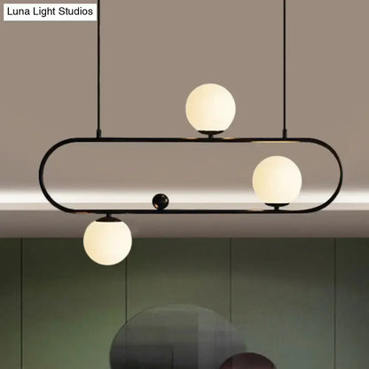 Modern black & gold opal glass chandelier – dining room light fixture