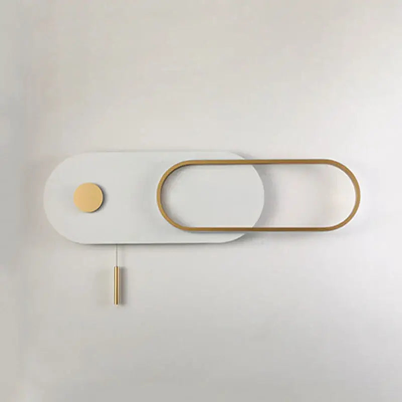 Modern black & gold oval led wall lamp bedroom sconce