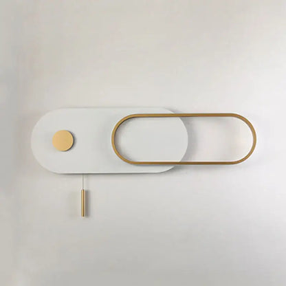 Modern black & gold oval led wall lamp bedroom sconce