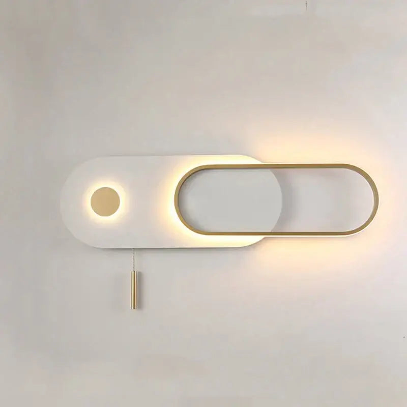 Modern black & gold oval led wall lamp bedroom sconce