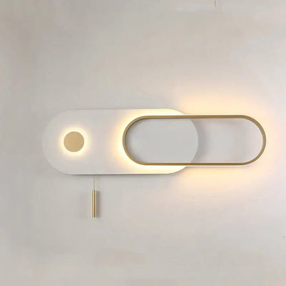 Modern black & gold oval led wall lamp bedroom sconce