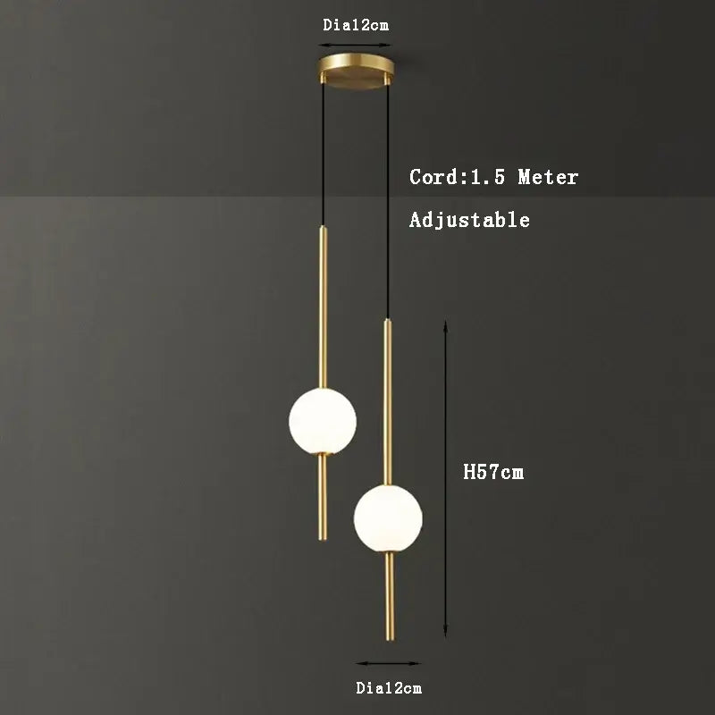 Modern black & gold pendant light with glass shade for living room