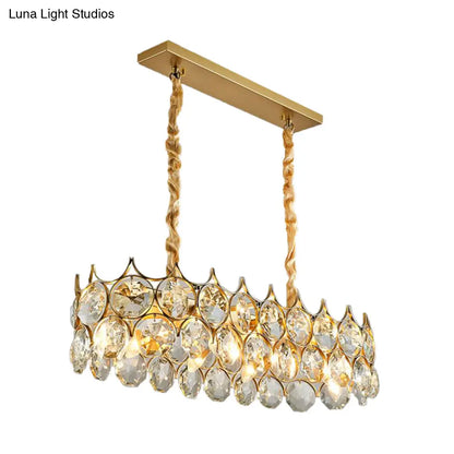 DecorBites™ Modern Black/Gold Pendant Lighting Fixture with Crystal Prism Shade - 8-Bulb Dining Room Island Light