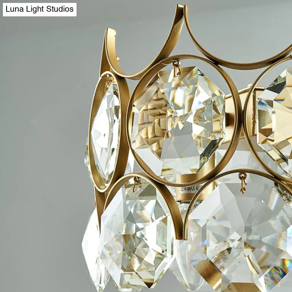 DecorBites™ Modern Black/Gold Pendant Lighting Fixture with Crystal Prism Shade - 8-Bulb Dining Room Island Light