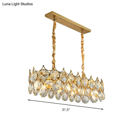 DecorBites™ Modern Black/Gold Pendant Lighting Fixture with Crystal Prism Shade - 8-Bulb Dining Room Island Light