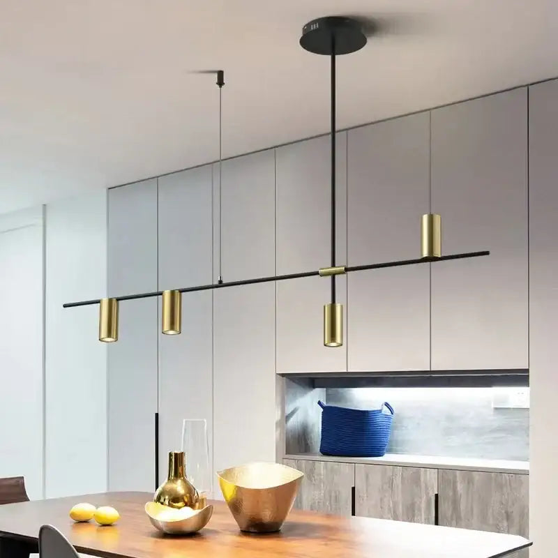 Modern black & gold pendant lights for kitchen island