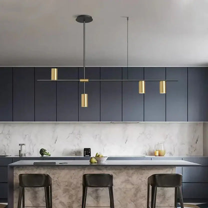 Modern black & gold pendant lights for kitchen island