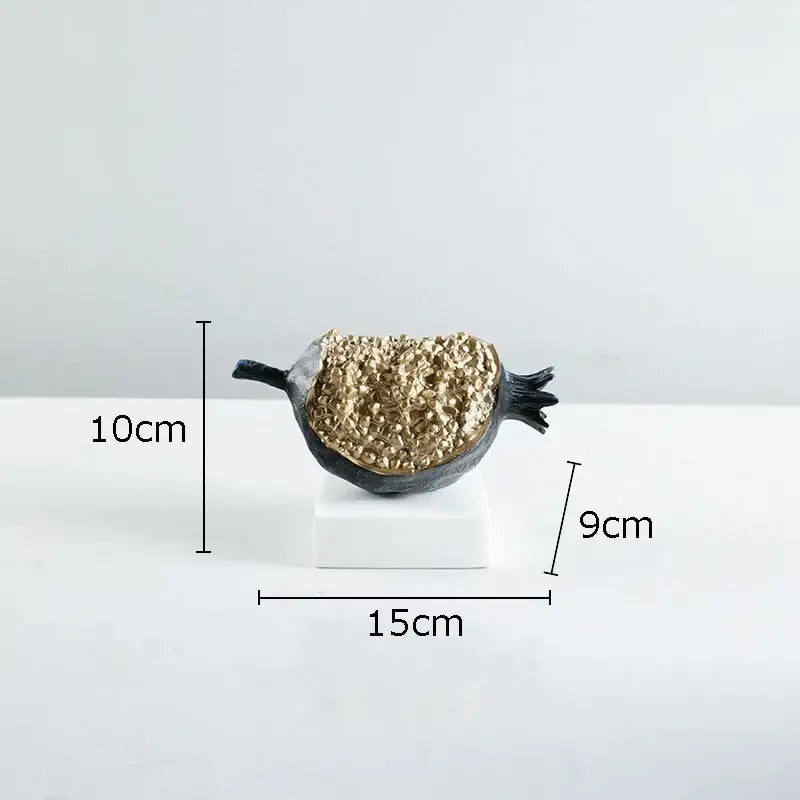 Modern black & gold pomegranate sculpture living room decor set