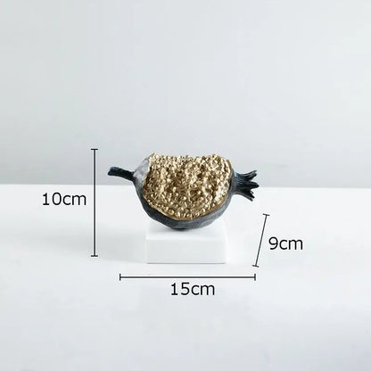 Modern black & gold pomegranate sculpture living room decor set