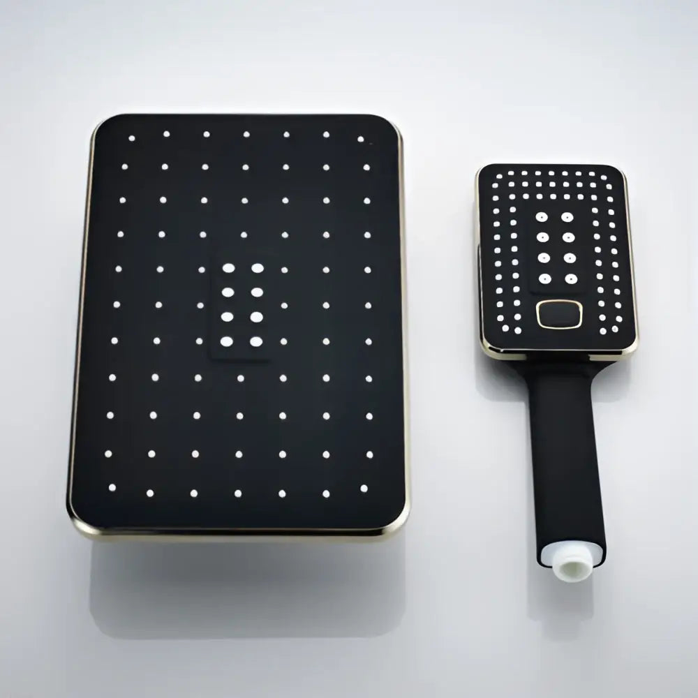 Modern black & gold rainfall shower head bathroom handshower