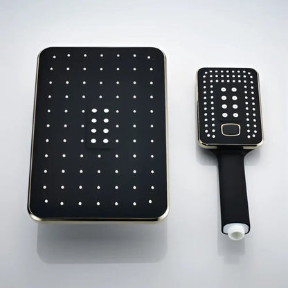 Modern black & gold rainfall shower head bathroom handshower