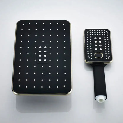 Modern black & gold rainfall shower head bathroom handshower