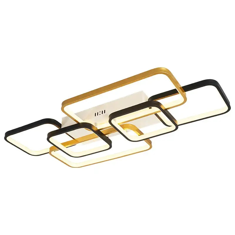 Modern black & gold rectangular dimmable led ceiling light living room