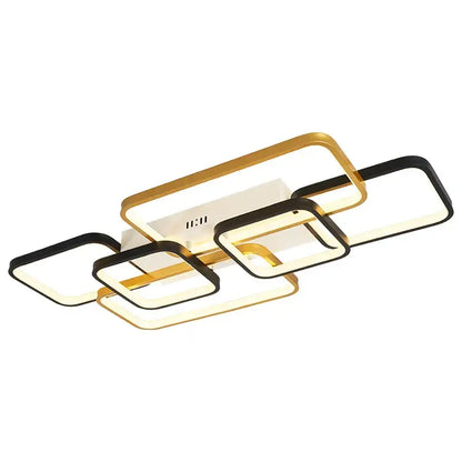 Modern black & gold rectangular dimmable led ceiling light living room