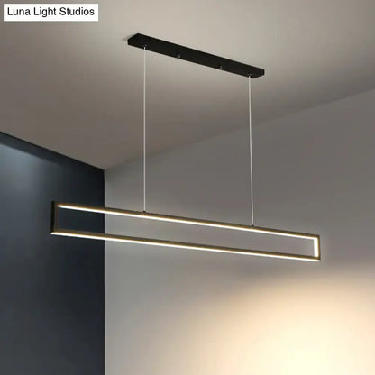 Modern black & gold rectangular led pendant light dining room 110v-120v