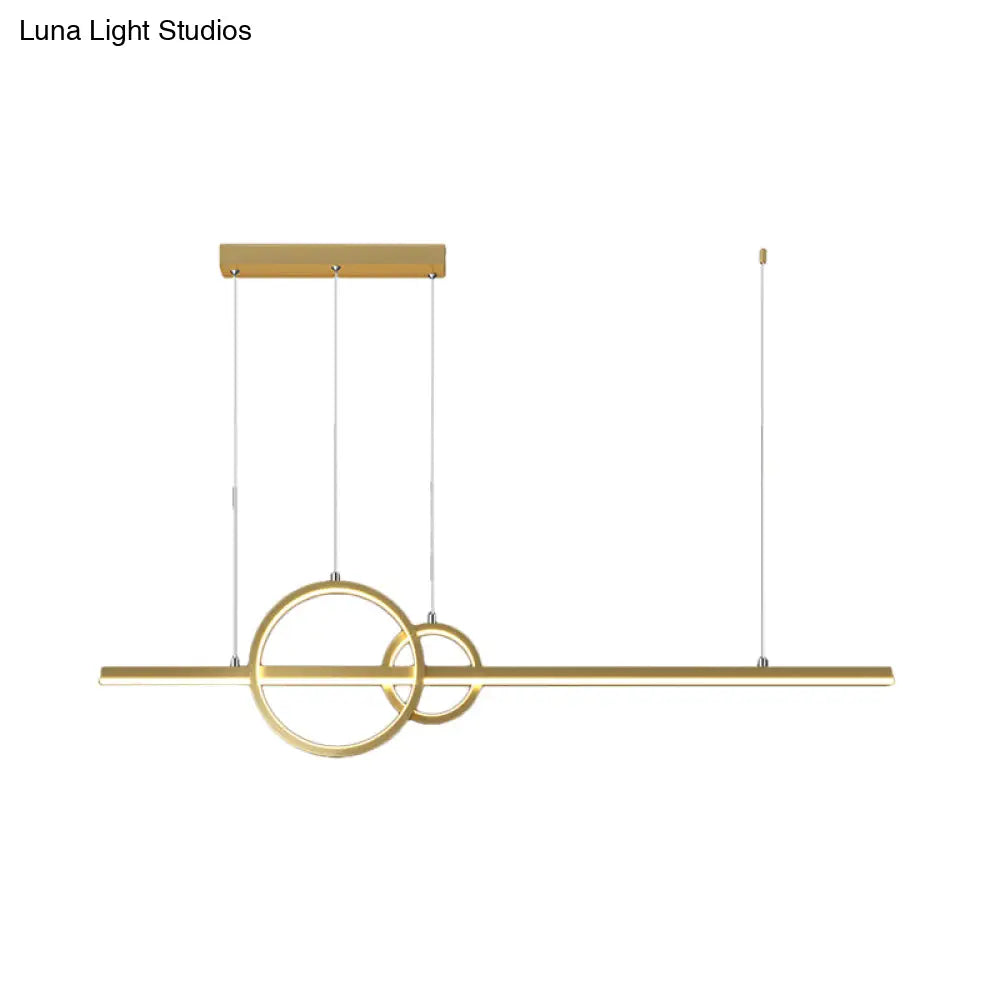 DecorBites™ Modern Black/Gold Ring and Bar Metallic LED Island Pendant Lamp for Minimalist Kitchen Lighting