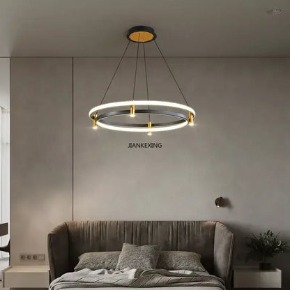 Modern black & gold ring led pendant – dining room chandelier