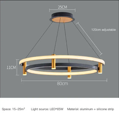 Modern black & gold ring led pendant – dining room chandelier