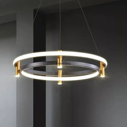 Modern black & gold ring led pendant – dining room chandelier