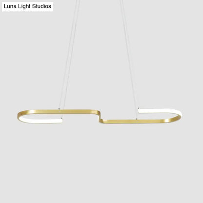 Modern black & gold s-like chandelier lamp dining room pendant light