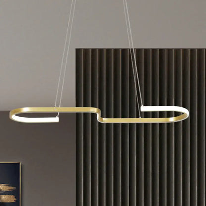 Modern black & gold s-like chandelier lamp dining room pendant light