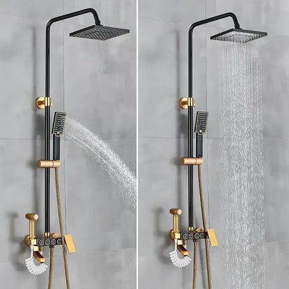 Modern black & gold shower faucet set bathroom rainfall system