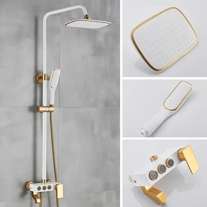 Modern black & gold shower faucet set bathroom rainfall system