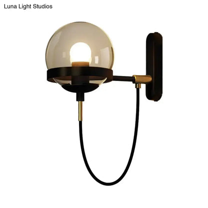Modern black & gold smoke glass wall lamp – living room sconce