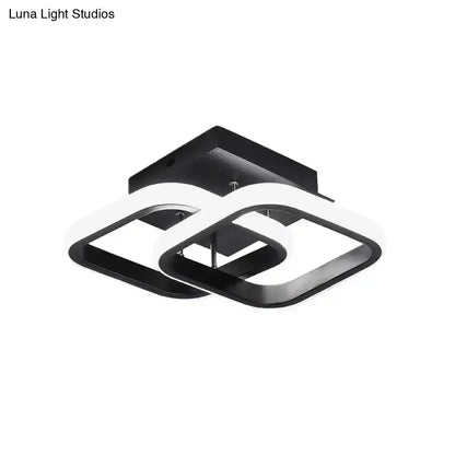 Modern black & gold spiral ceiling lamp for corridor round square moon