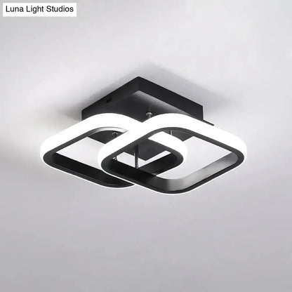 Modern black & gold spiral ceiling lamp for corridor round square moon