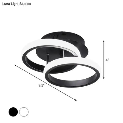 Modern black & gold spiral ceiling lamp for corridor round square moon