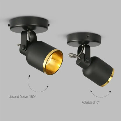 Modern black & gold surface mounted ceiling spotlight living room cri97