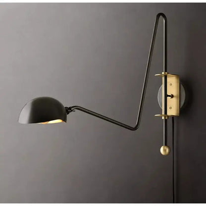 Modern black & gold swing arm wall lamp for living room