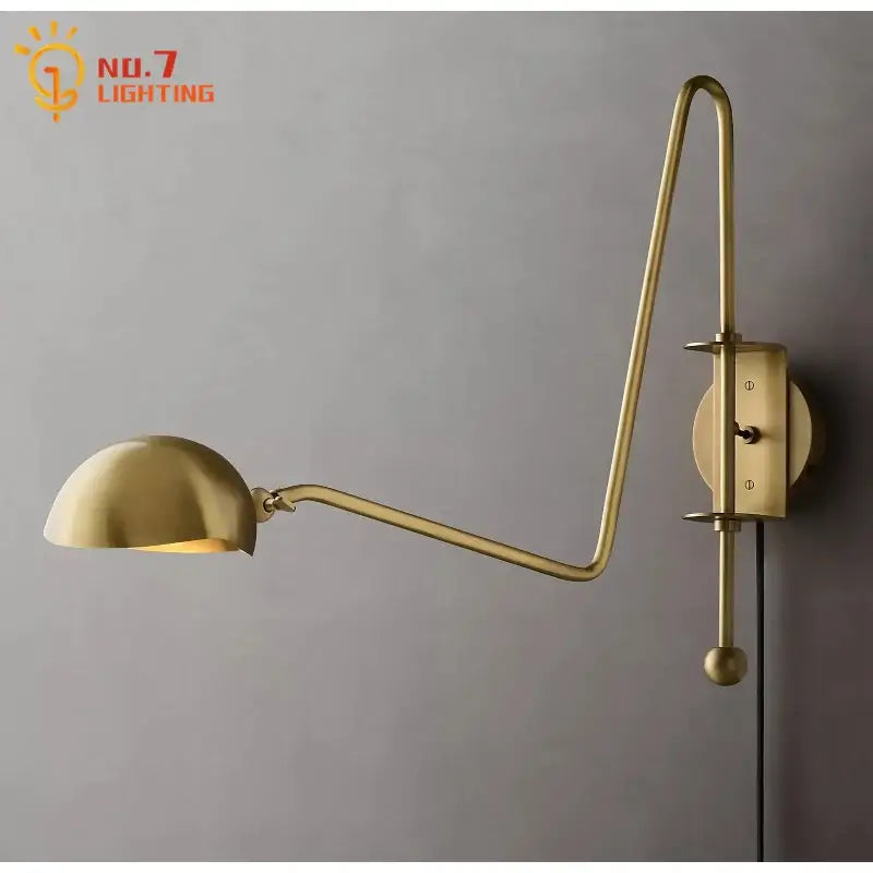 Modern black & gold swing arm wall lamp for living room