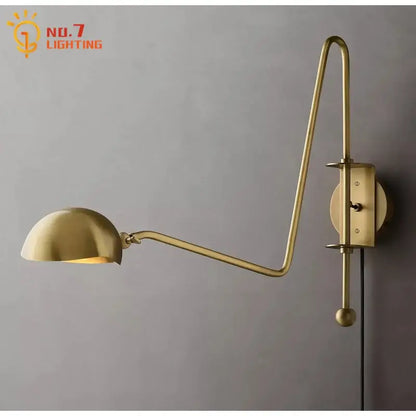 Modern black & gold swing arm wall lamp for living room