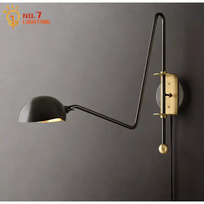 Modern black & gold swing arm wall lamp for living room