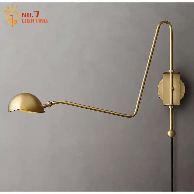 Modern black & gold swing arm wall lamp for living room