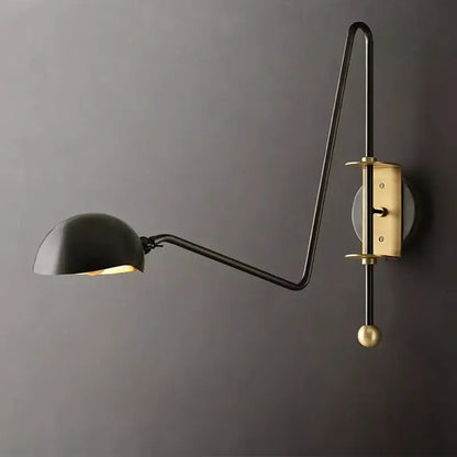 Modern black & gold swing arm wall lamp for living room