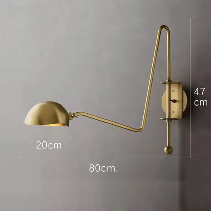 Modern black & gold swing arm wall lamp for living room