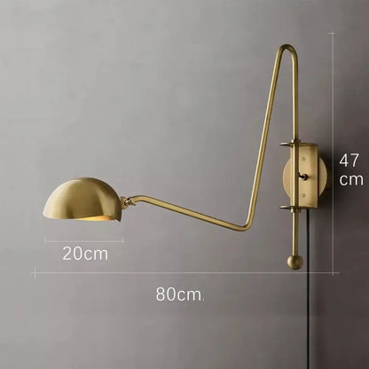 Modern black & gold swing arm wall lamp for living room