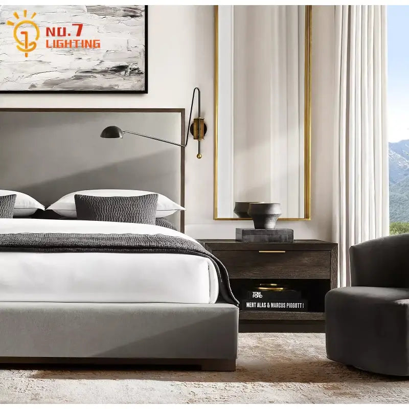 Modern black & gold swing arm wall lamp for living room
