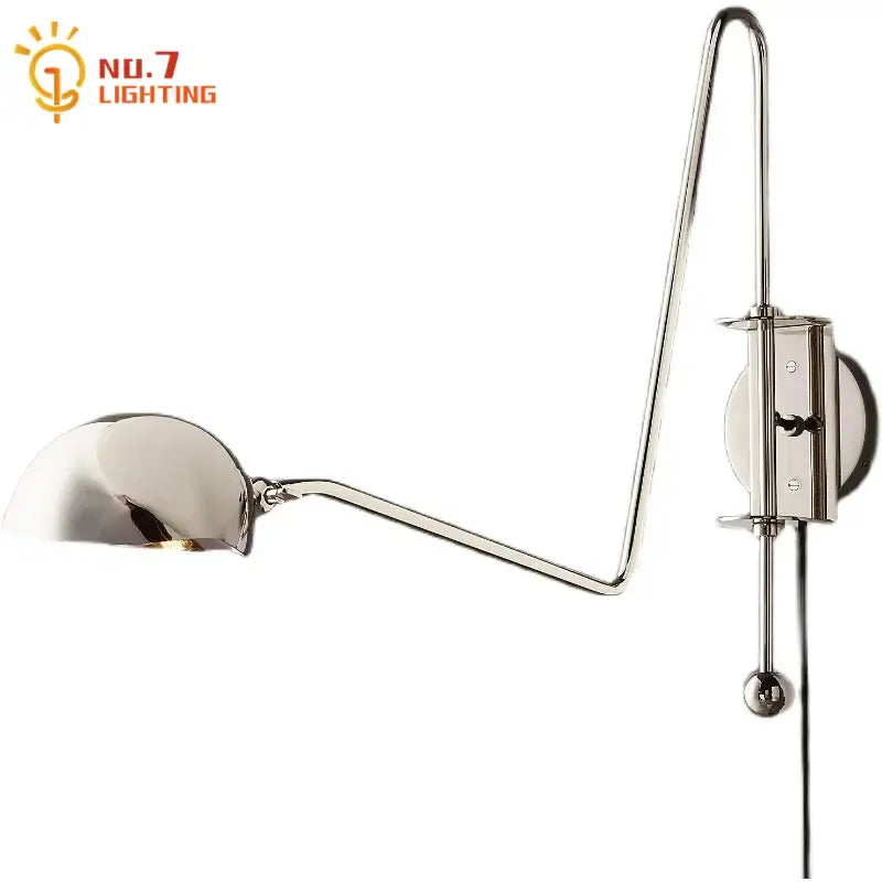 Modern black & gold swing arm wall lamp for living room