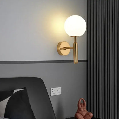 Modern black & gold teardrop led wall sconce bedroom glass globe light