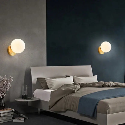 Modern black & gold teardrop led wall sconce bedroom glass globe light