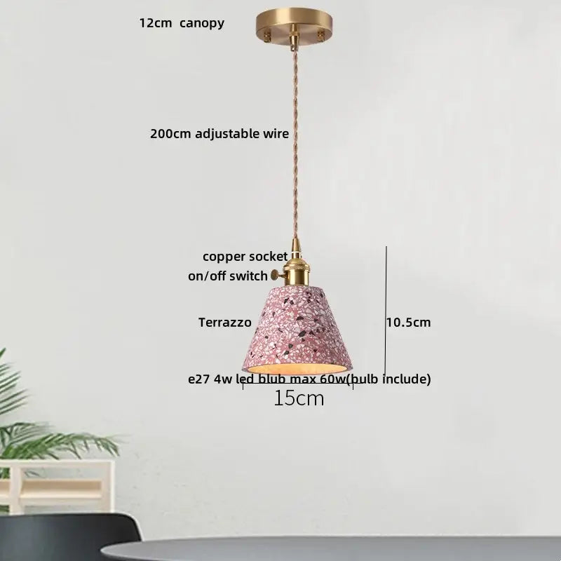 Modern black & gold terrazzo stone pendant lamp kitchen hanging light