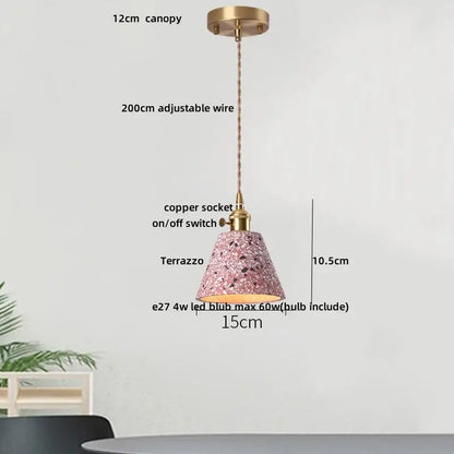 Modern black & gold terrazzo stone pendant lamp kitchen hanging light